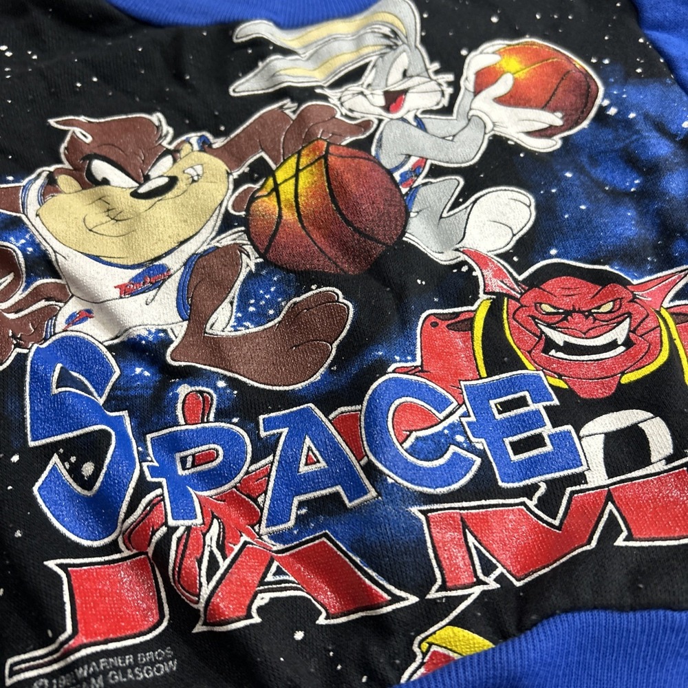 Vintage Space Jam Mock Neck Sweatshirt Top Kids 3T Blue Black 90s  Cartoon